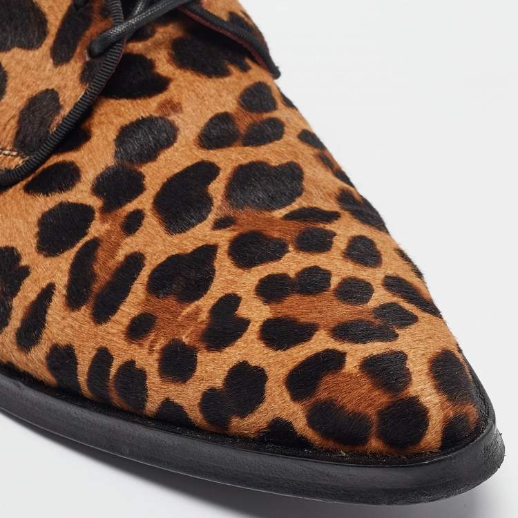 Pre Owned Dolce & Gabbana Brown/Beige Pony Hair Lace Up Derby Size 42