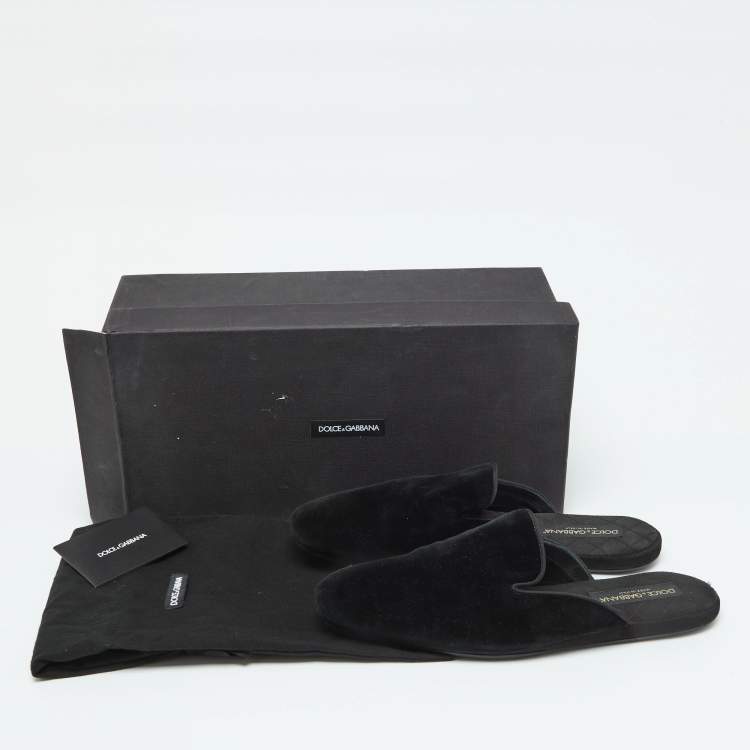 Pre Owned Dolce & Gabbana Black Velvet Slip On Mules Size 42 