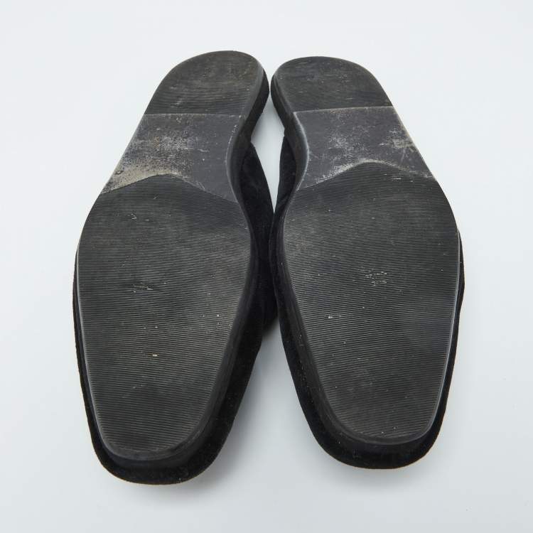 Pre Owned Dolce & Gabbana Black Velvet Slip On Mules Size 42 