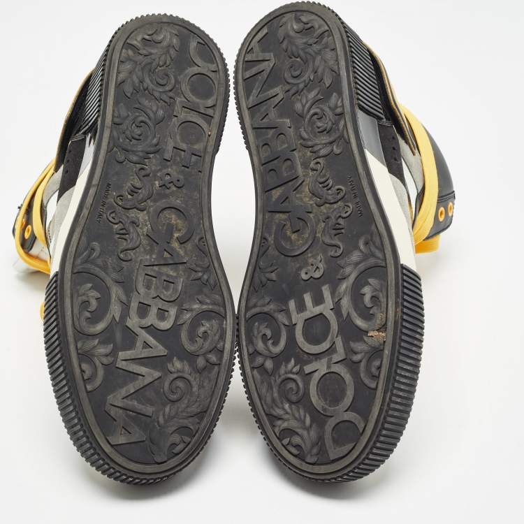مملوكة مسبقًا Dolce & Gabbana Multicolor Leather High Top Sneakers Size 43.5