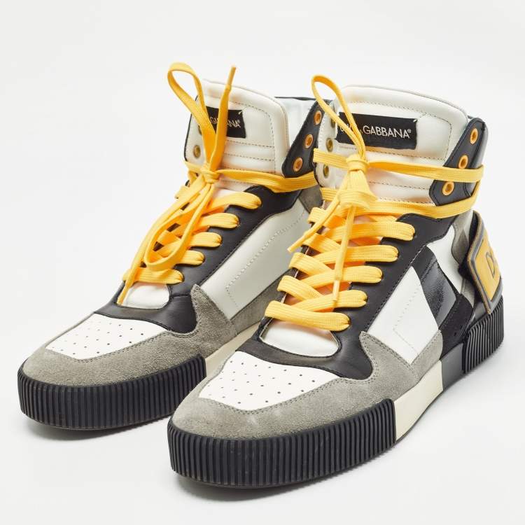 مملوكة مسبقًا Dolce & Gabbana Multicolor Leather High Top Sneakers Size 43.5