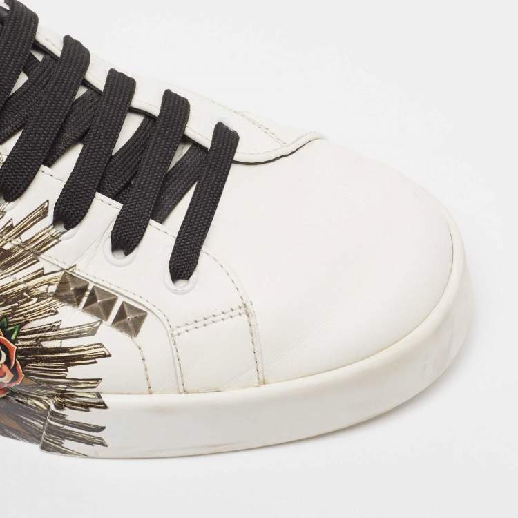 Pre Owned Dolce & Gabbana White Leather Portofino Lace Up Sneakers Size 44