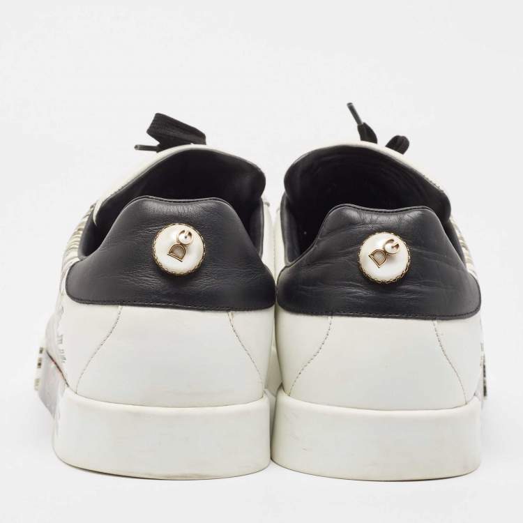 Pre Owned Dolce & Gabbana White Leather Portofino Lace Up Sneakers Size 44