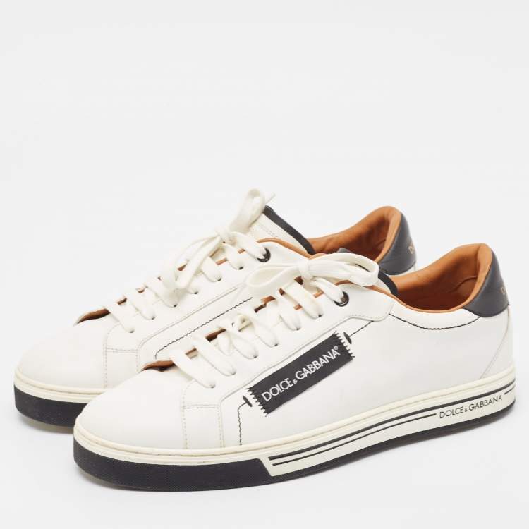Pre Owned Dolce & Gabbana White Leather Roma Lace Up Sneakers Size 43
