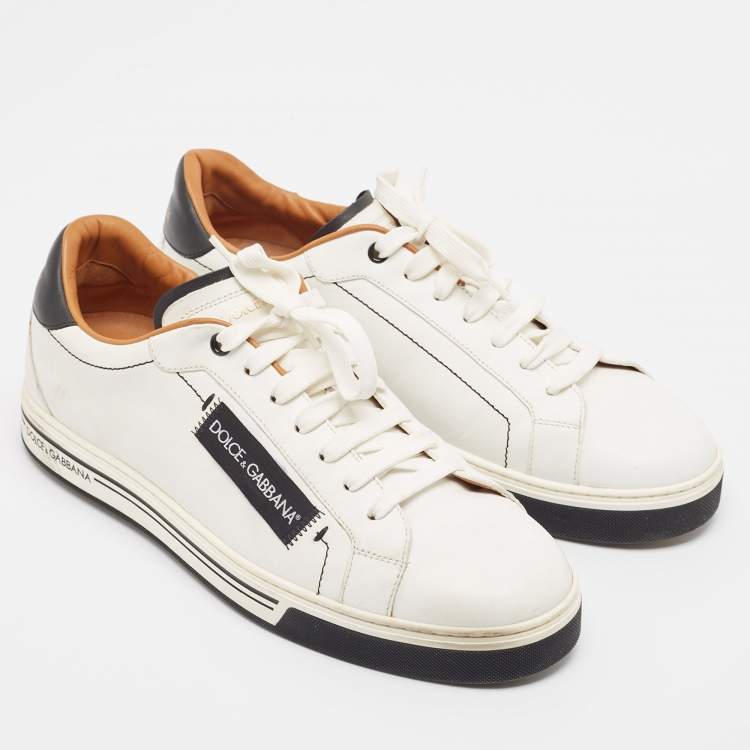 Pre Owned Dolce & Gabbana White Leather Roma Lace Up Sneakers Size 43
