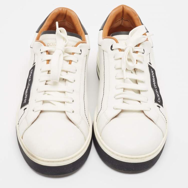 Pre Owned Dolce & Gabbana White Leather Roma Lace Up Sneakers Size 43
