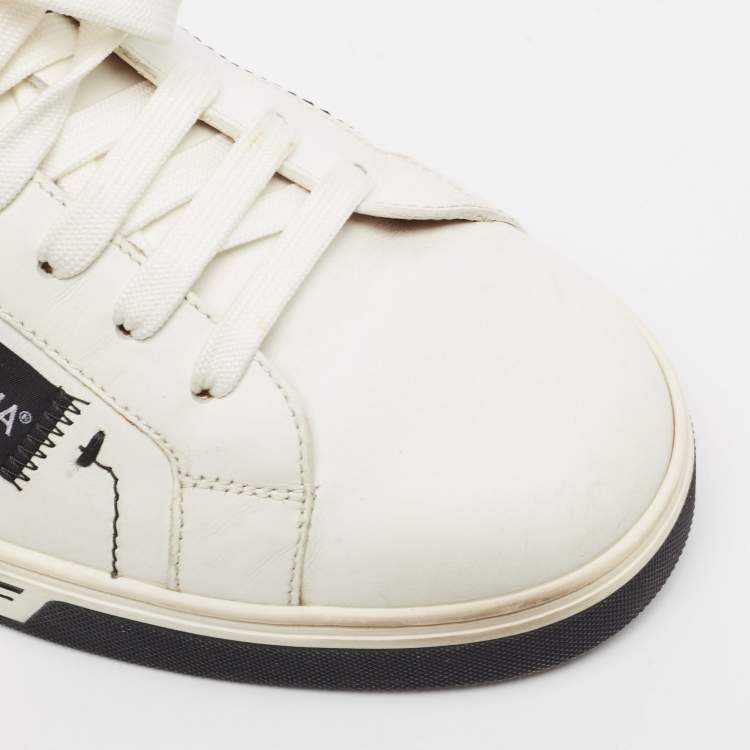 Pre Owned Dolce & Gabbana White Leather Roma Lace Up Sneakers Size 43