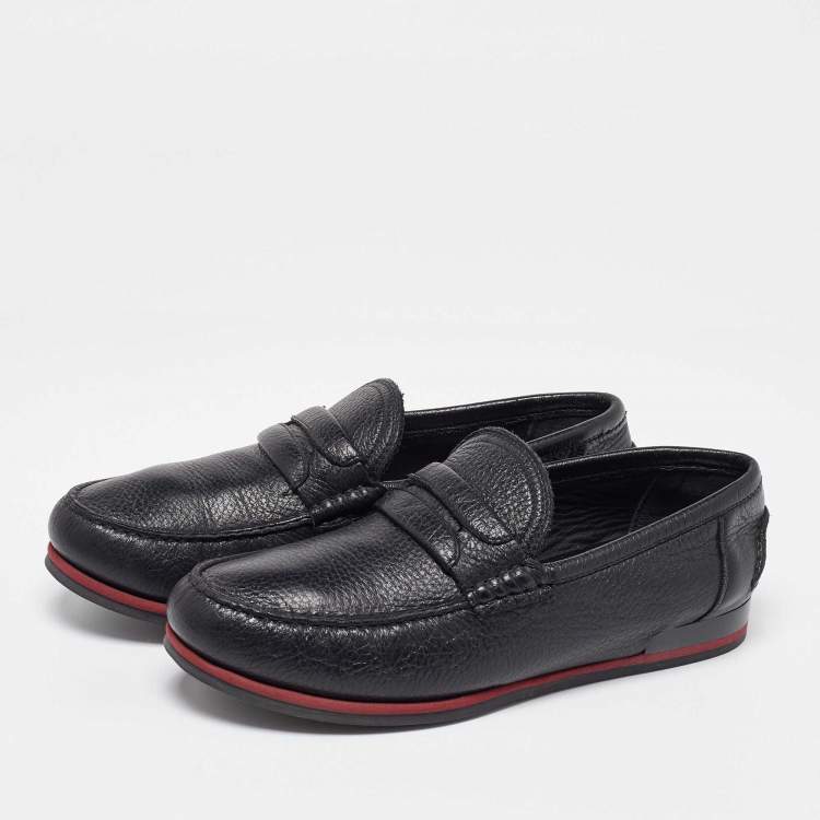 Pre Owned Dolce & Gabbana Black Leather Slip On Loafers Size 40