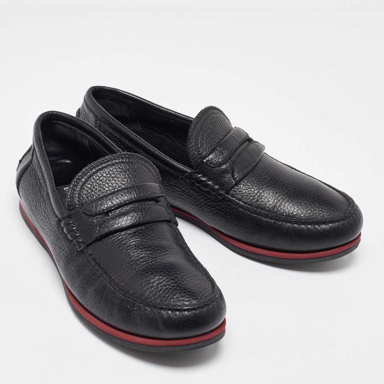 Pre Owned Dolce & Gabbana Black Leather Slip On Loafers Size 40