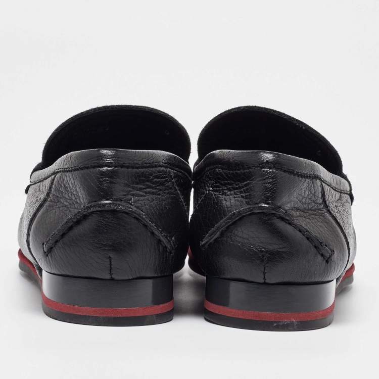 Pre Owned Dolce & Gabbana Black Leather Slip On Loafers Size 40