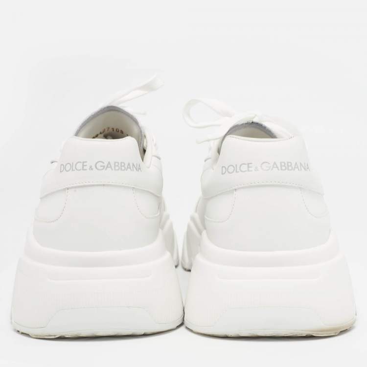 Pre Owned Dolce & Gabbana White Leather Daymaster Lace Up Sneakers Size 44