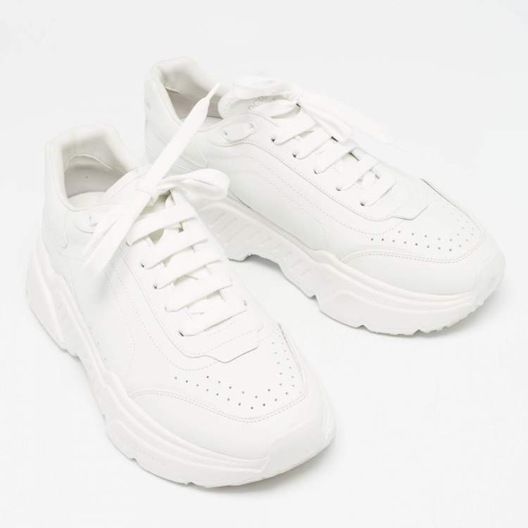Pre Owned Dolce & Gabbana White Leather Daymaster Lace Up Sneakers Size 44