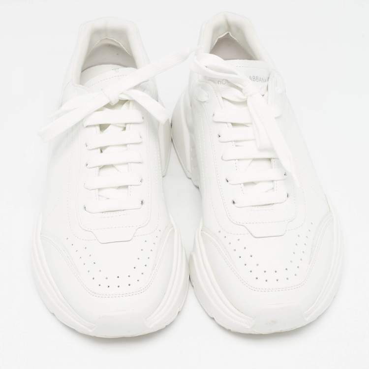 Pre Owned Dolce & Gabbana White Leather Daymaster Lace Up Sneakers Size 44