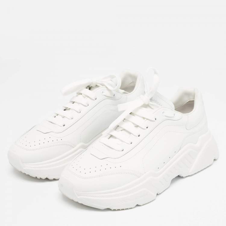 Pre Owned Dolce & Gabbana White Leather Daymaster Lace Up Sneakers Size 44
