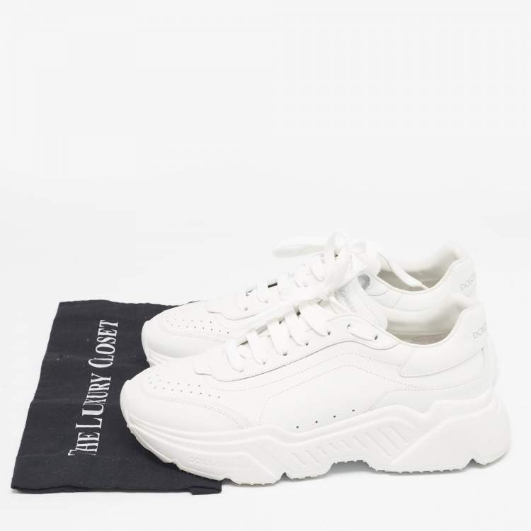 Pre Owned Dolce & Gabbana White Leather Daymaster Lace Up Sneakers Size 44