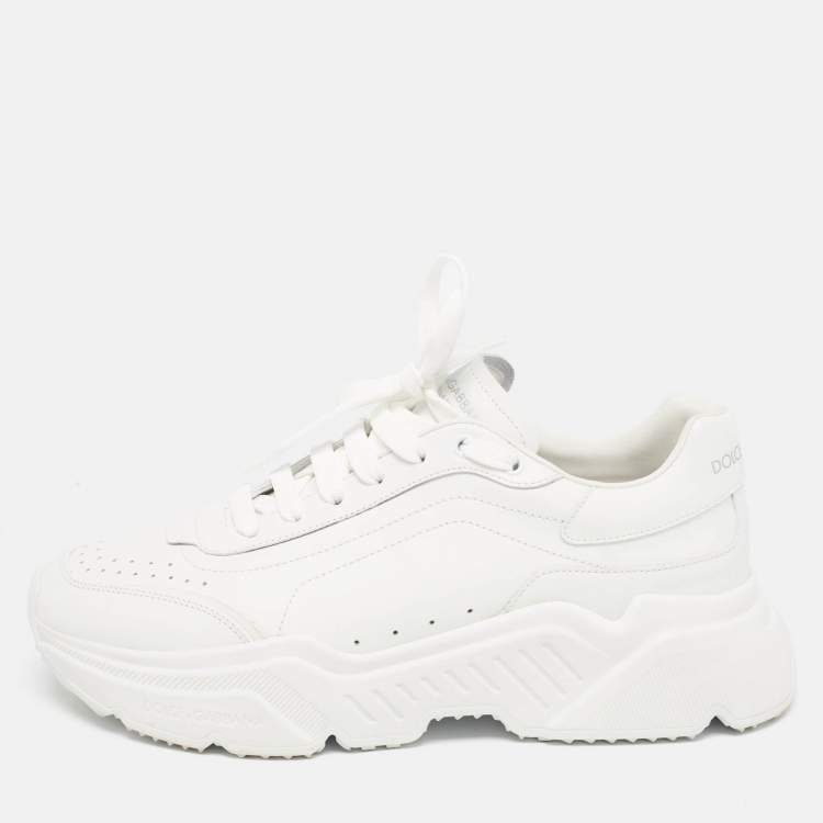 Pre Owned Dolce & Gabbana White Leather Daymaster Lace Up Sneakers Size 44
