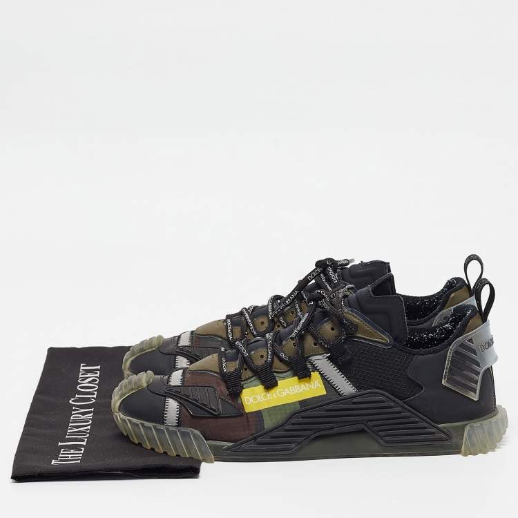 Pre Owned Dolce & Gabbana Black/Green Camo Print Nylon Ns1 Low Top Sneakers Size 44