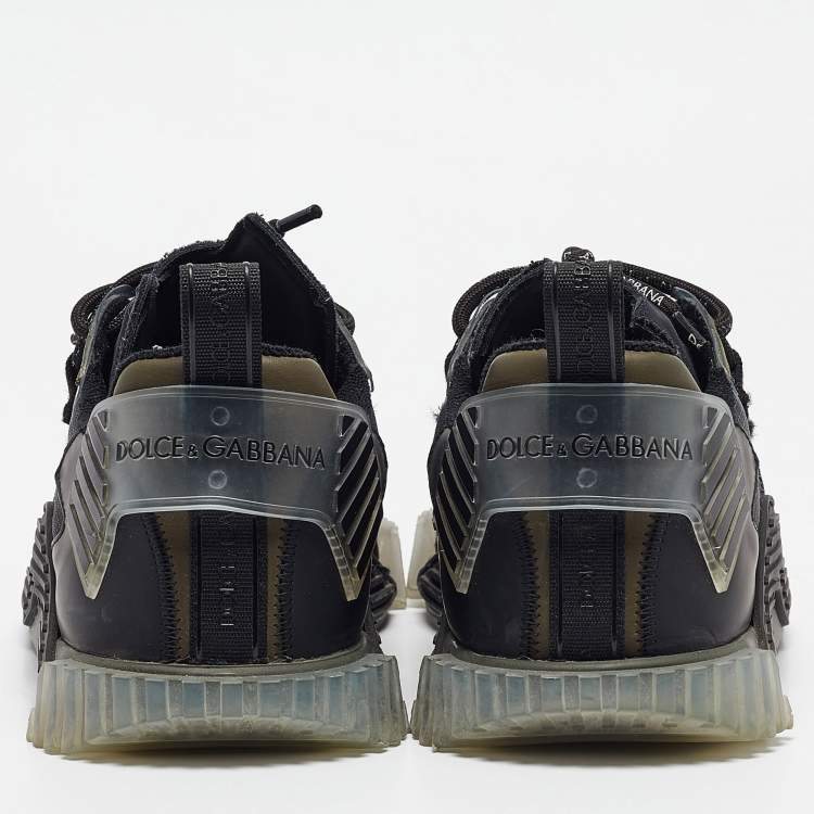 Pre Owned Dolce & Gabbana Black/Green Camo Print Nylon Ns1 Low Top Sneakers Size 44