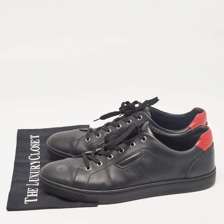 Pre Owned Dolce & Gabbana Black Portofino Leather Low Top Sneakers Size 44