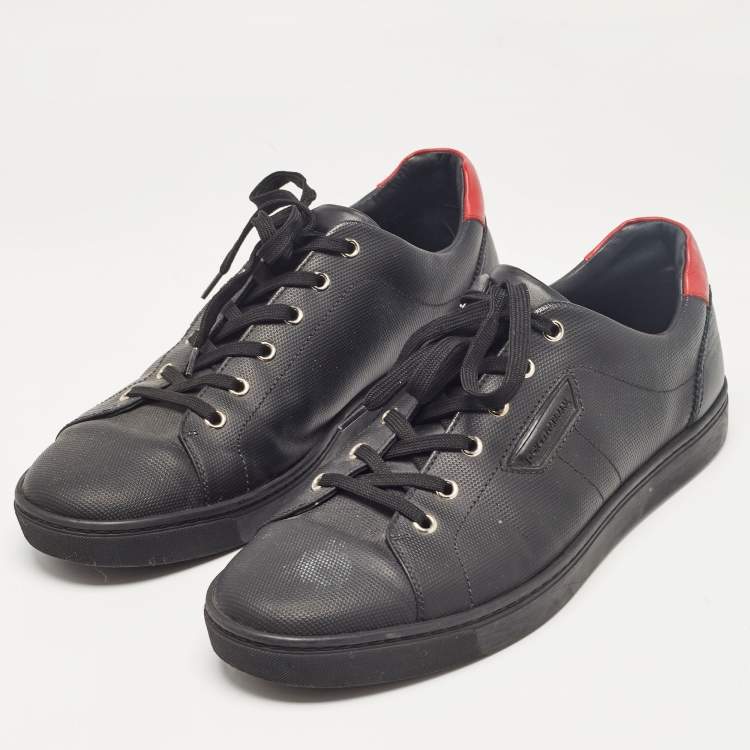 Pre Owned Dolce & Gabbana Black Portofino Leather Low Top Sneakers Size 44