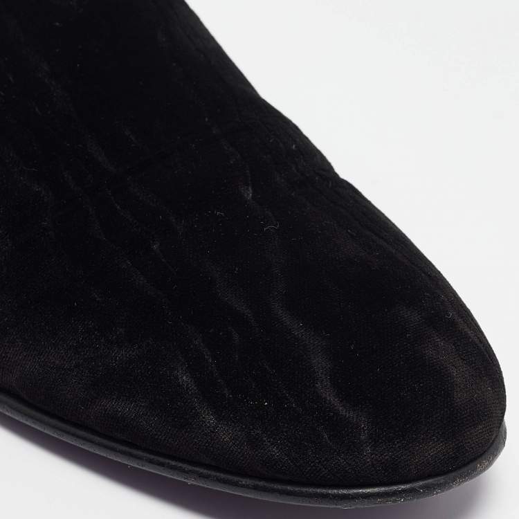 Pre Owned Dolce & Gabbana Black Velvet King Slip On Smoking Slippers Size 45
