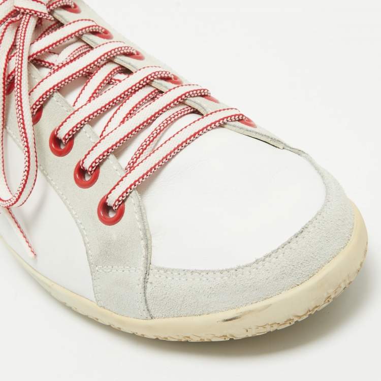Pre Owned Carolina Herrera White Leather Lace Up Sneakers Size 42