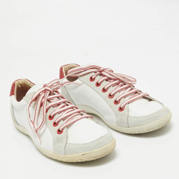 Pre Owned Carolina Herrera White Leather Lace Up Sneakers Size 42