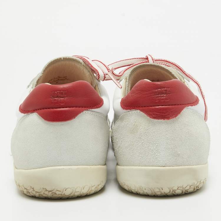 Pre Owned Carolina Herrera White Leather Lace Up Sneakers Size 42