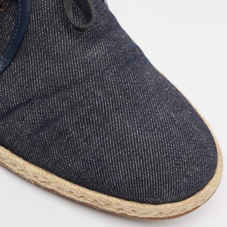 Pre Owned Dolce & Gabbana Navy Blue Denim Leather Espadrille Loafers Size 42