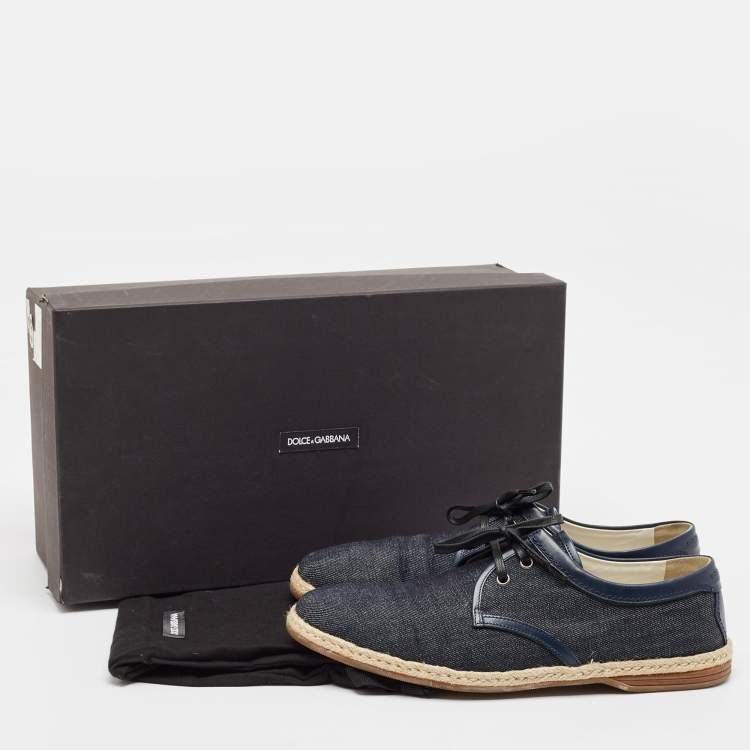 Pre Owned Dolce & Gabbana Navy Blue Denim Leather Espadrille Loafers Size 42