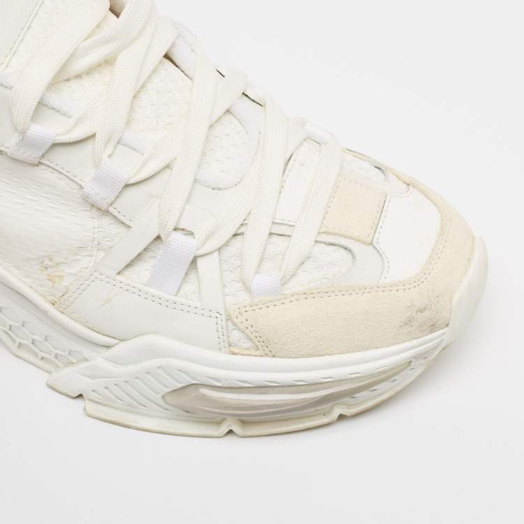 Pre Owned Dolce & Gabbana White Leather and Mesh Airmaster Lace Up Sneakers Size 44
