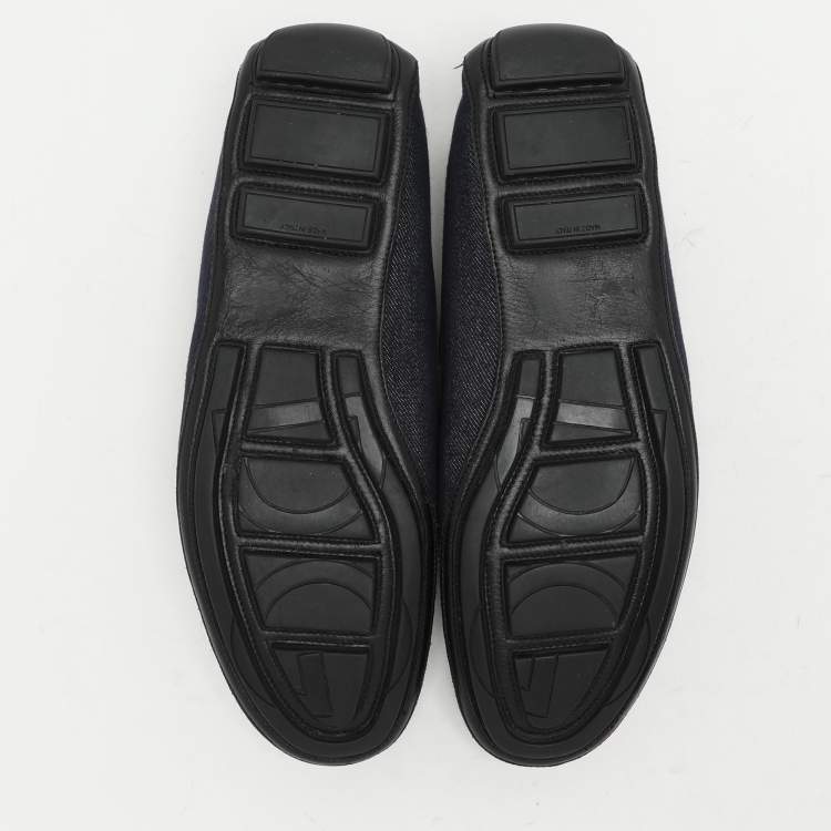 Pre Owned Dolce & Gabbana Blue Denim and Leather Penny Loafers Size 42