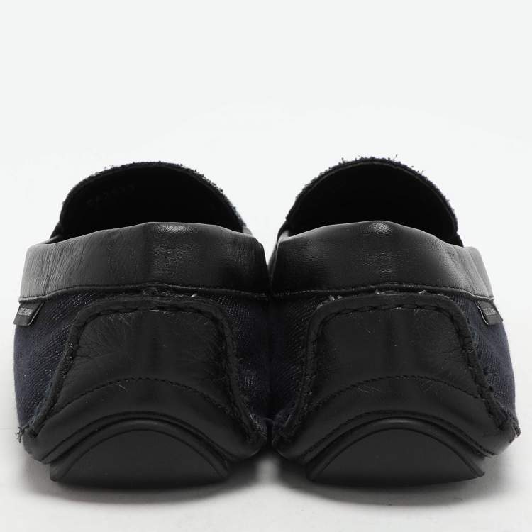 Pre Owned Dolce & Gabbana Blue Denim and Leather Penny Loafers Size 42