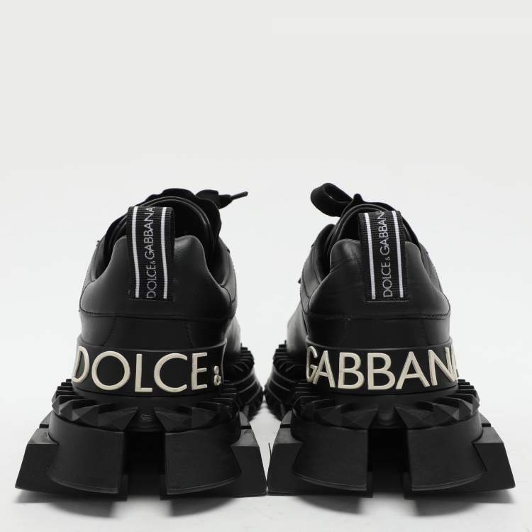 Pre Owned Dolce & Gabbana Black Leather and Rubber Super King Low Top Sneakers Size 40