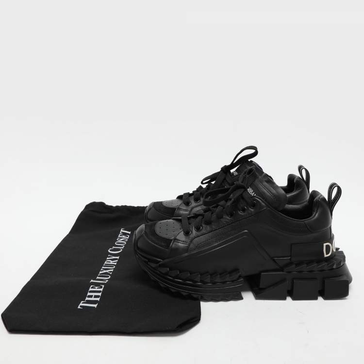 Pre Owned Dolce & Gabbana Black Leather and Rubber Super King Low Top Sneakers Size 40