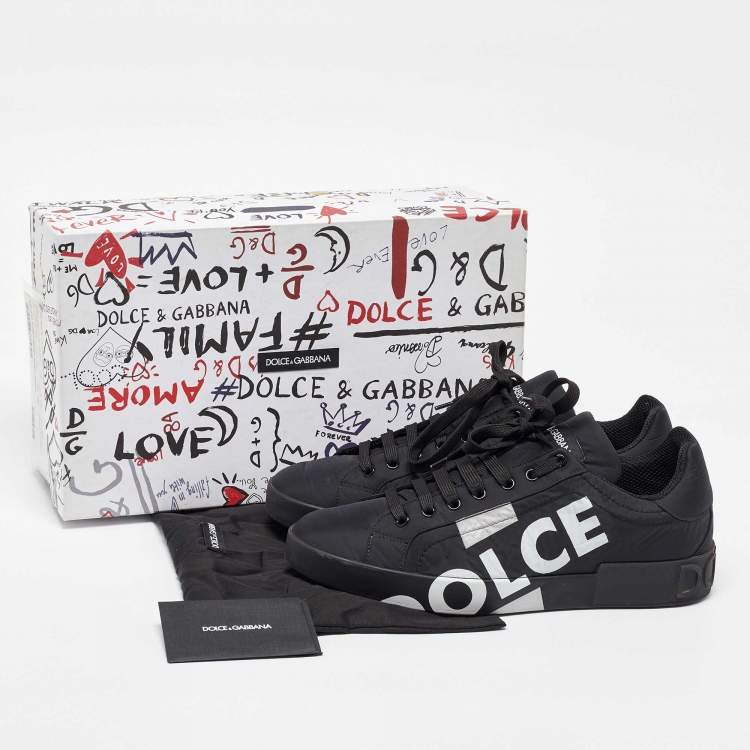 Pre Owned Dolce & Gabbana Black Nylon Portofino Low Top Sneakers Size 43