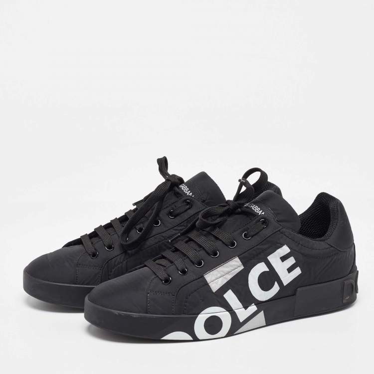 Pre Owned Dolce & Gabbana Black Nylon Portofino Low Top Sneakers Size 43
