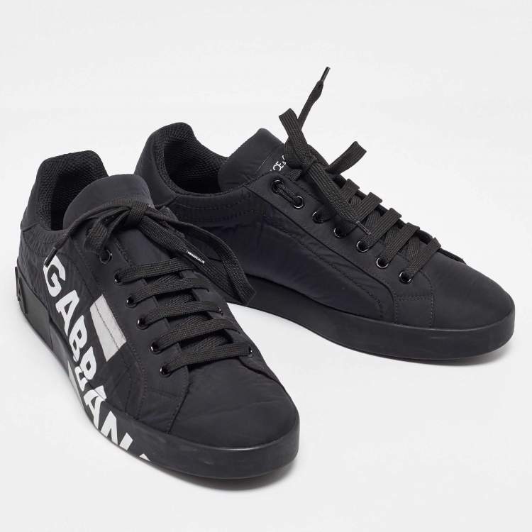 Pre Owned Dolce & Gabbana Black Nylon Portofino Low Top Sneakers Size 43