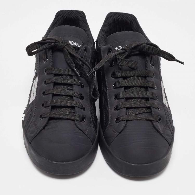 Pre Owned Dolce & Gabbana Black Nylon Portofino Low Top Sneakers Size 43