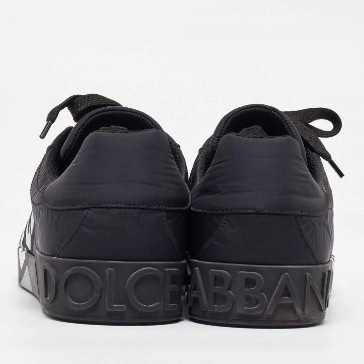 Pre Owned Dolce & Gabbana Black Nylon Portofino Low Top Sneakers Size 43
