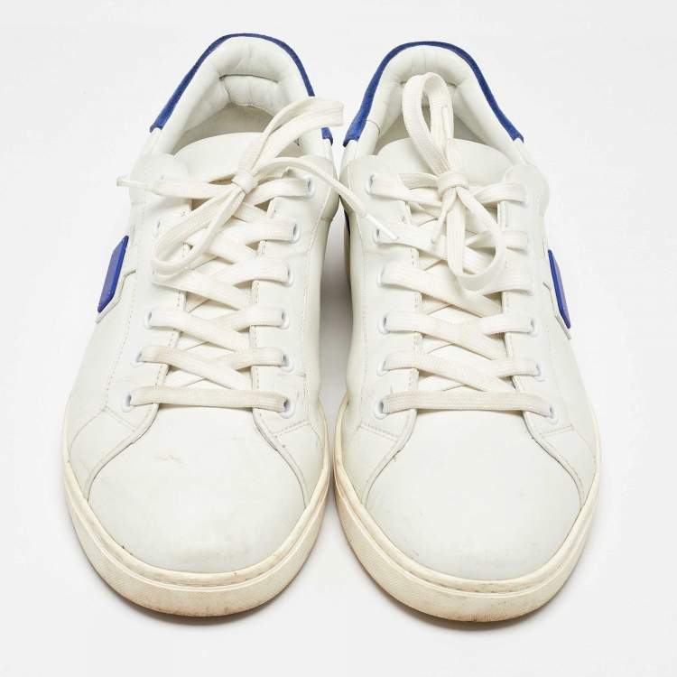 Pre Owned Dolce & Gabbana White/Blue Leather and Suede Portofino Low Top Sneakers Size 41