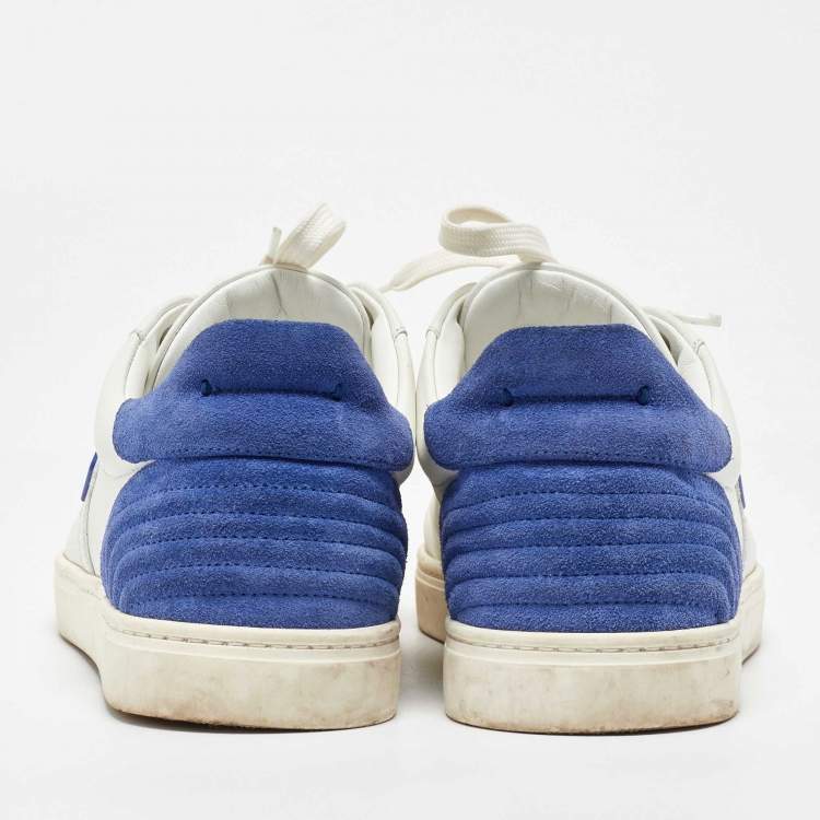 Pre Owned Dolce & Gabbana White/Blue Leather and Suede Portofino Low Top Sneakers Size 41