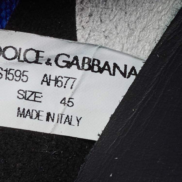 Pre Owned Dolce & Gabbana Blue/Black Knit Fabric Sorrento Slip On Sneakers Size 45