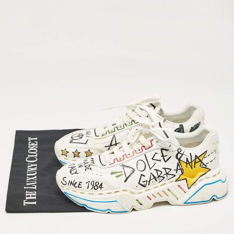 Pre Owned Dolce & Gabbana White Leather Daymaster Sneakers Size 42.5