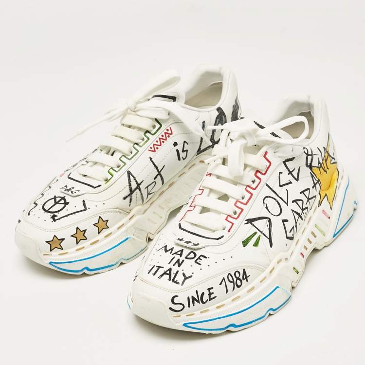 Pre Owned Dolce & Gabbana White Leather Daymaster Sneakers Size 42.5