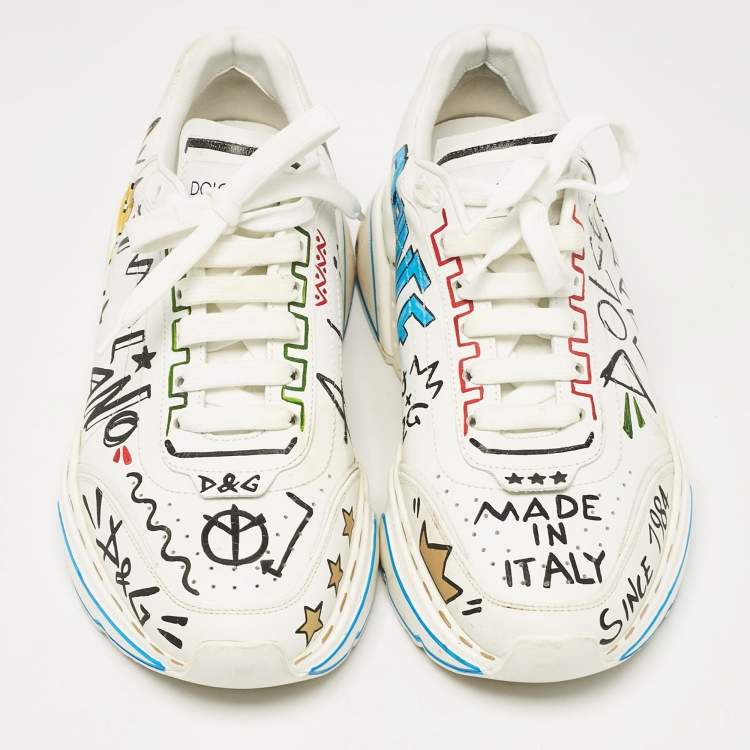 Pre Owned Dolce & Gabbana White Leather Daymaster Sneakers Size 42.5