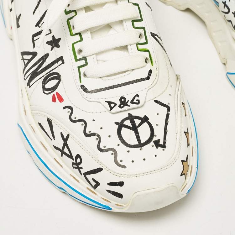 Pre Owned Dolce & Gabbana White Leather Daymaster Sneakers Size 42.5