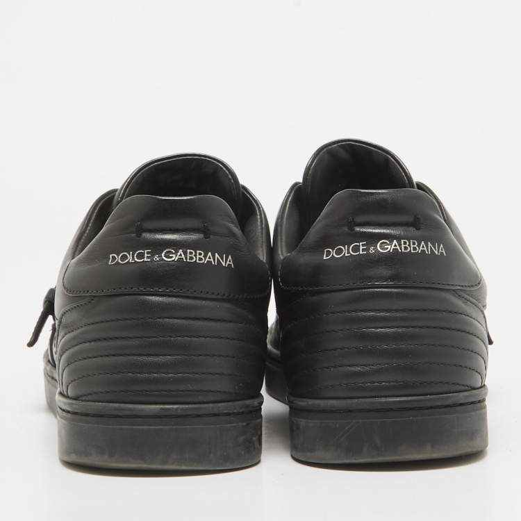 Pre Owned Dolce & Gabbana Black Leather Lace Up Sneakers Size 42