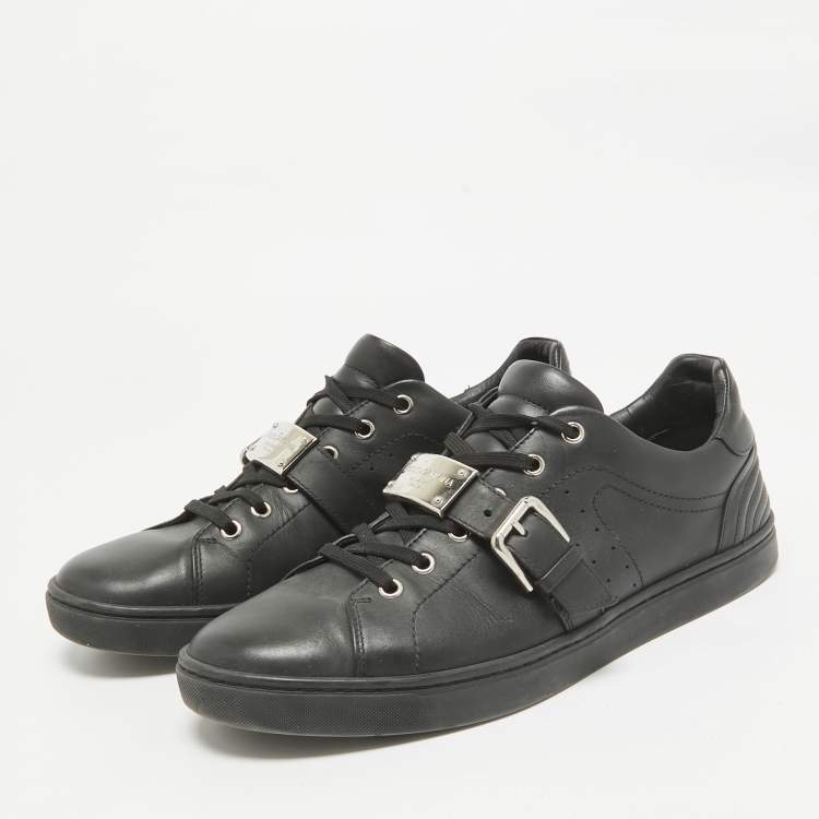 Pre Owned Dolce & Gabbana Black Leather Lace Up Sneakers Size 42