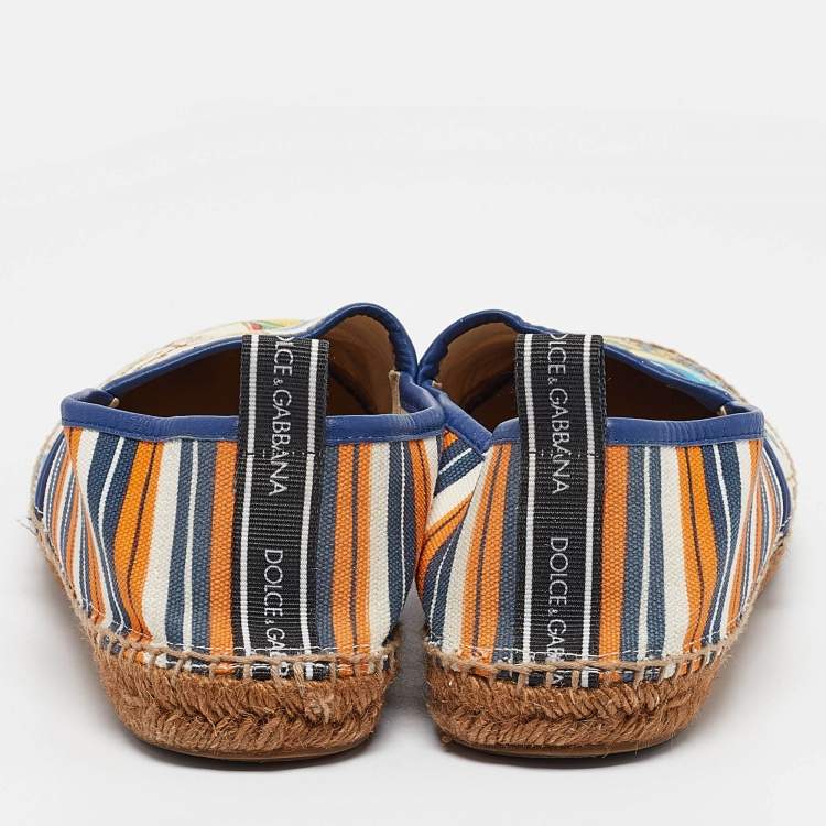 Pre Owned Dolce & Gabbana Multicolor Canvas Slip On Espadrille Size 42